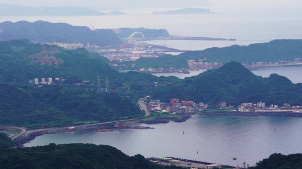 Hamn Östra Kina Havet Utsikt Från Jiufen Taiwan — Stockvideo