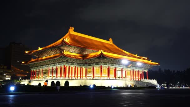 National Theater Hall Chiang Kai Shek Memorial Hall Noite Taipei — Vídeo de Stock