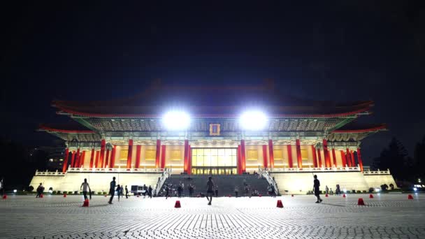 Nationale Theaterhalle Der Chiang Kai Shek Memorial Hall Der Nacht — Stockvideo