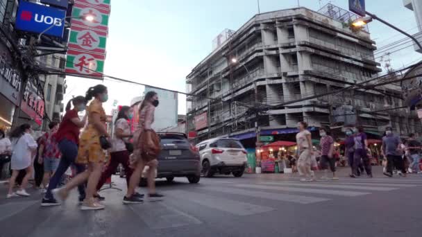 Bangkok Thailandia Agosto 2020 Pieno Persone Sulla Strada Yaowarat Dopo — Video Stock