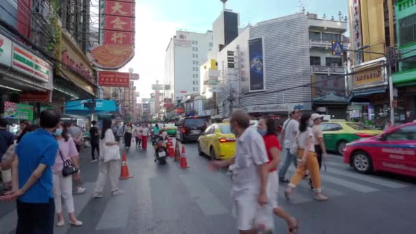 Bangkok Thailandia Agosto 2020 Pieno Persone Sulla Strada Yaowarat Dopo — Video Stock