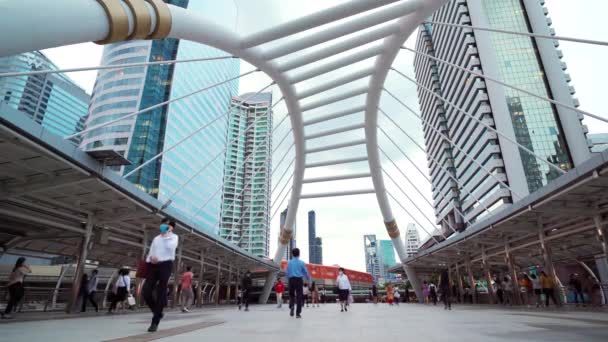 Bangkok Thaïlande Sept 2020 Des Foules Personnes Marchent Dans Ciel — Video