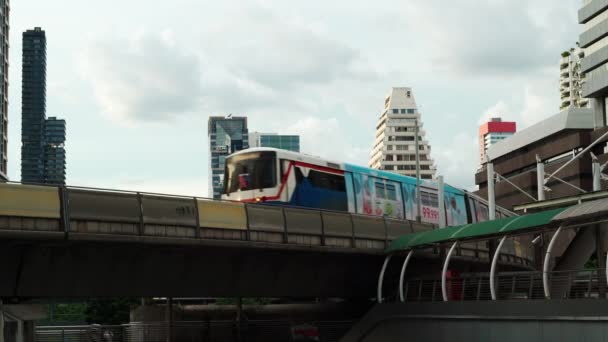 Bangkok Thailand Sep 2020 Bts Sky Train Railway Bangkok City — Stock video