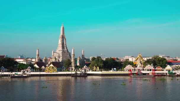 Wat Arun Temple Chao Phraya River Bangkok Thailand — Wideo stockowe