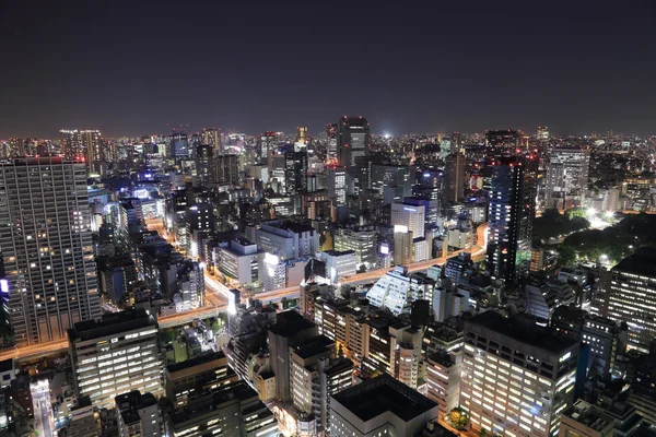 Tokyo paisaje urbano por la noche —  Fotos de Stock