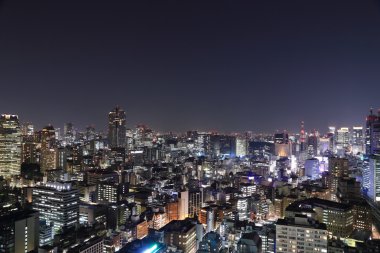 Geceleri Tokyo şehri manzarası