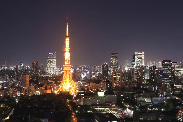 Pohled shora na panoráma města Tokio v noci — Stock fotografie