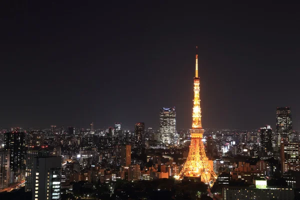 Ovansida av tokyo stadsbilden på natten — Stockfoto