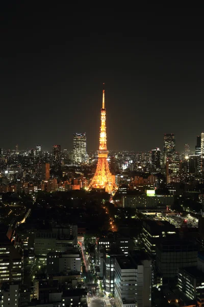 Vue de dessus du paysage urbain de Tokyo la nuit — Photo