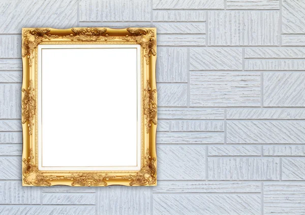 Blank golden frame on modern wall — Stock Photo, Image