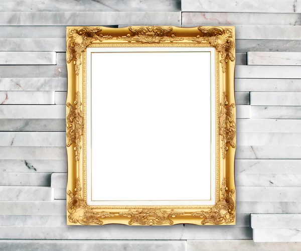 blank golden frame on modern wall