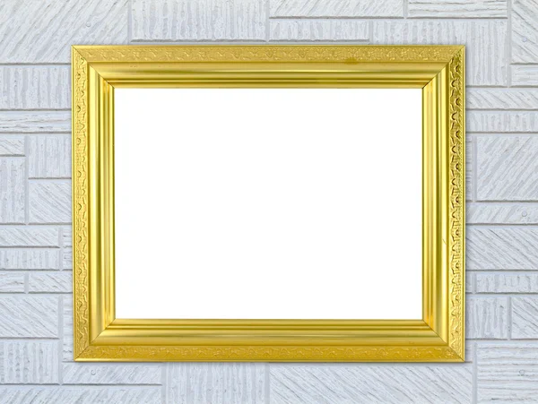 Moldura dourada em branco na parede moderna — Fotografia de Stock