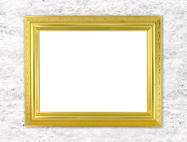 Blank golden frame on cement wall — Stock Photo, Image