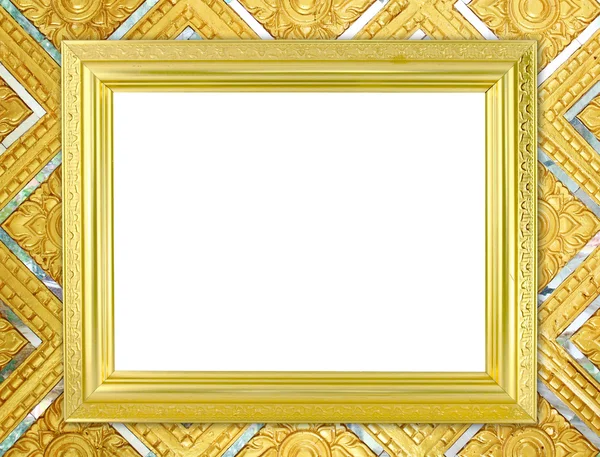 Puste rama złoty na tajskim stylu ściany Buddy — Zdjęcie stockowe