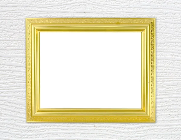 Κενό πλαίσιο χρυσή στον ξύλινο τοίχο — Φωτογραφία Αρχείου