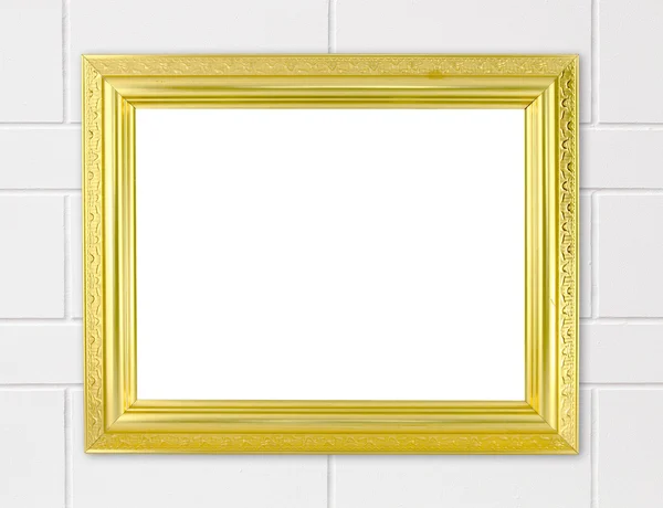 Blank golden frame on cement wall — Stock Photo, Image