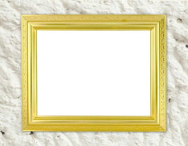 Blank golden frame on cement wall — Stock Photo, Image