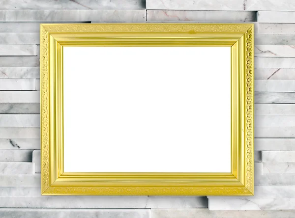 Gouden frame op moderne marmeren muur — Stockfoto