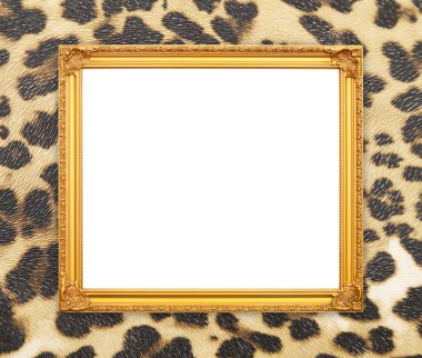 leopar dokulu boş altın çerçeve 