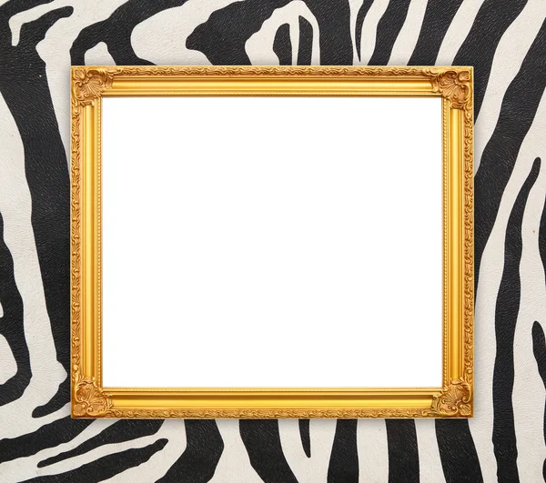 Blank golden frame  with zebra texture — Stock Photo, Image