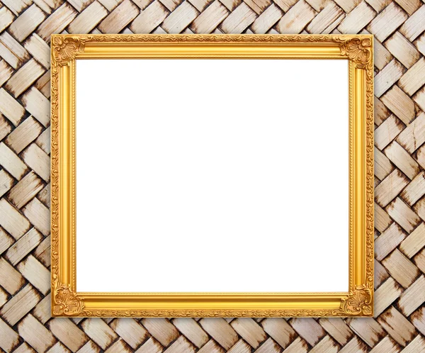 竹テクスチャ上の空白のゴールデン フレーム — ストック写真