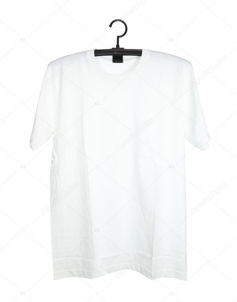 t-shirt on hanger isolated on white