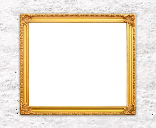 Lege gouden frame op whtie cement muur — Stockfoto