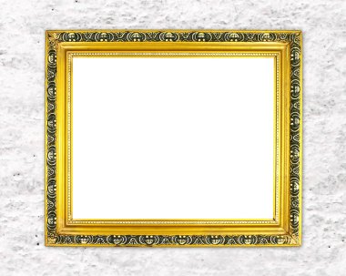 Çimento duvar boş altın çerçeve
