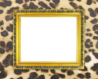 leopar dokulu boş altın çerçeve 