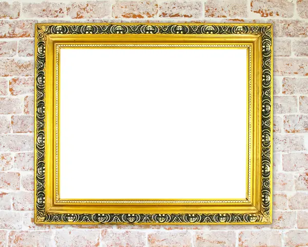 Lege gouden frame op stenen muur — Stockfoto