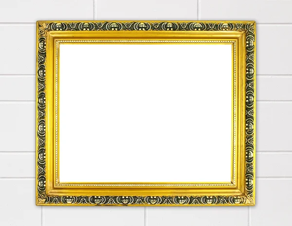 Lege gouden frame op cement muur — Stockfoto