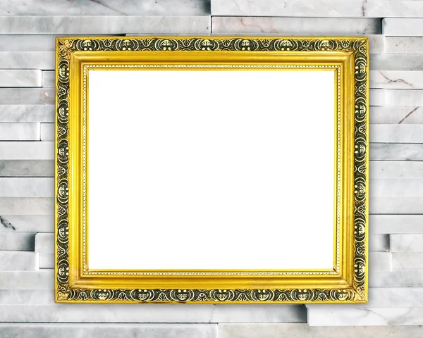 Gouden frame op moderne marmeren muur — Stockfoto