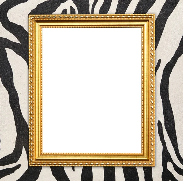 Blank golden frame  with zebra texture — Stock Photo, Image