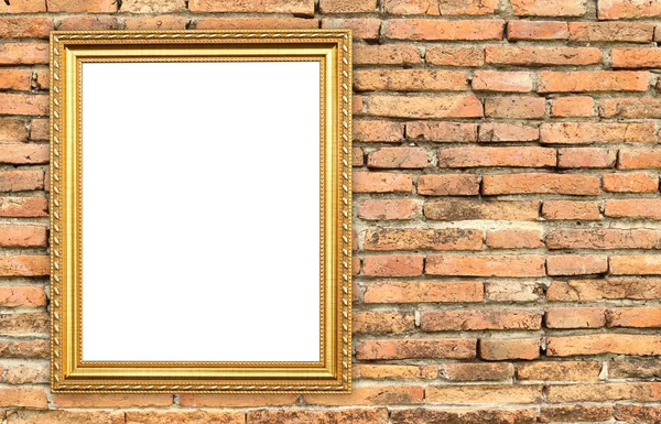 Lege gouden frame op stenen muur — Stockfoto