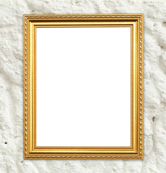 Порожня золота рамка на цементній стіні — стокове фото
