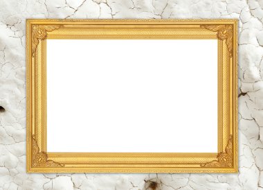 Çimento duvar boş altın çerçeve
