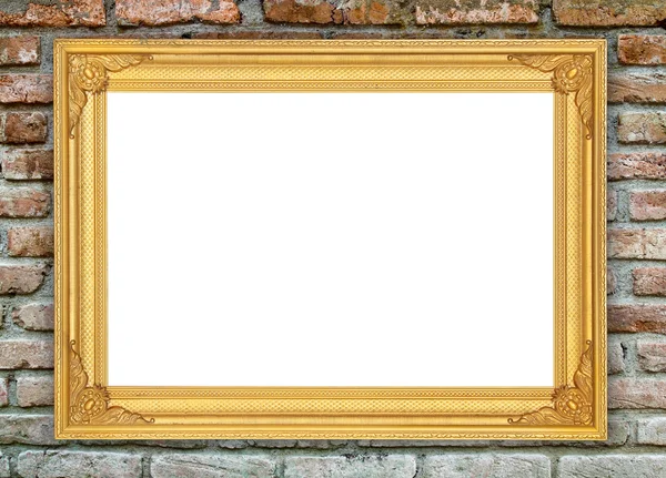 Lege gouden frame op stenen muur — Stockfoto