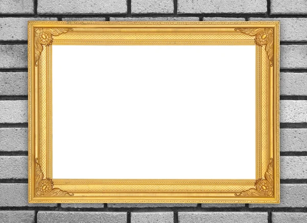 Lege gouden frame op stenen muur — Stockfoto