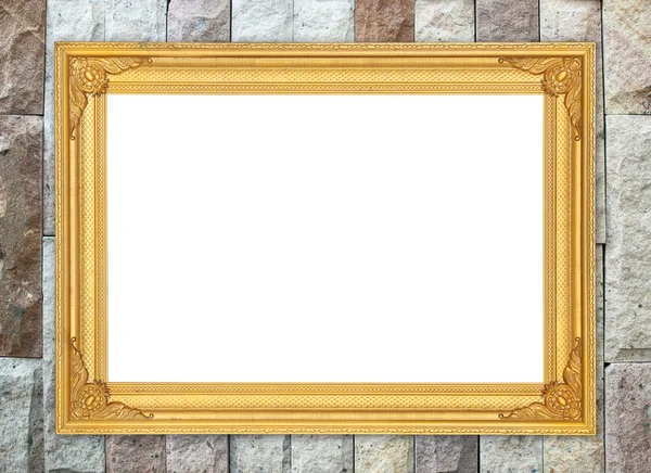 Lege gouden frame op stenen muur — Stockfoto