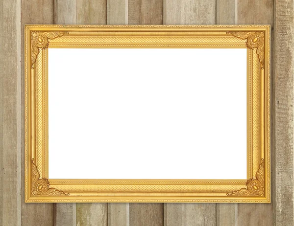 Tom gyllene ram på trä wall — Stockfoto