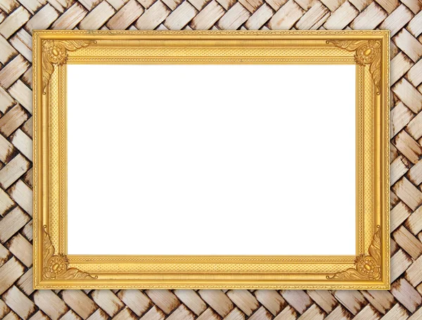 竹テクスチャ上の空白のゴールデン フレーム — ストック写真