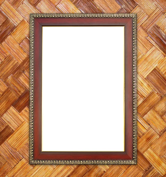 竹の壁に木製のフレーム — ストック写真