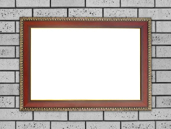 Houten frame op stenen muur — Stockfoto