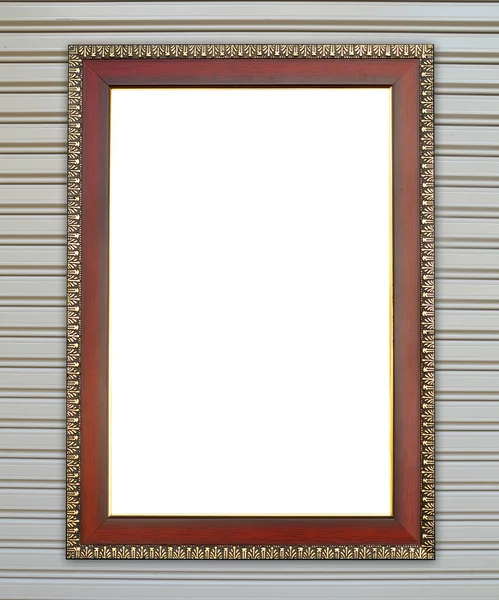 Wood frame on metall door texture — Stock Photo, Image