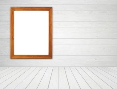 Beyaz ahşap duvar ve ahşap zemin adam odada ahşap çerçeve
