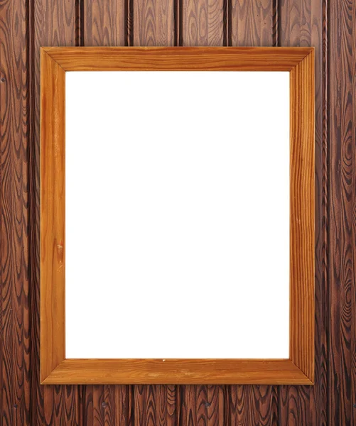 Leeg frame van hout op houten muur — Stockfoto