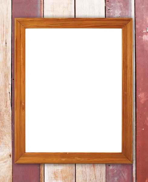 Leeg frame van hout op houten muur — Stockfoto