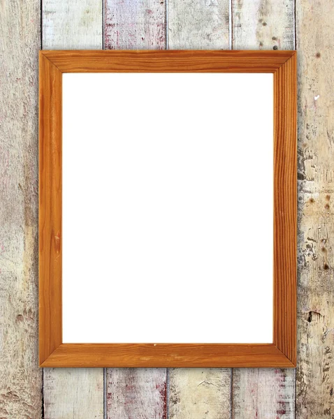 Leeg frame van hout op houten muur — Stockfoto