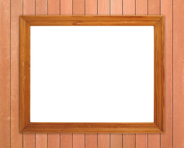 Порожня дерев'яна рамка на дерев'яній стіні — стокове фото