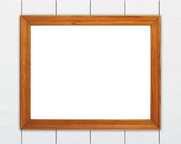 Blank wood frame on wood wall — Stock Photo, Image